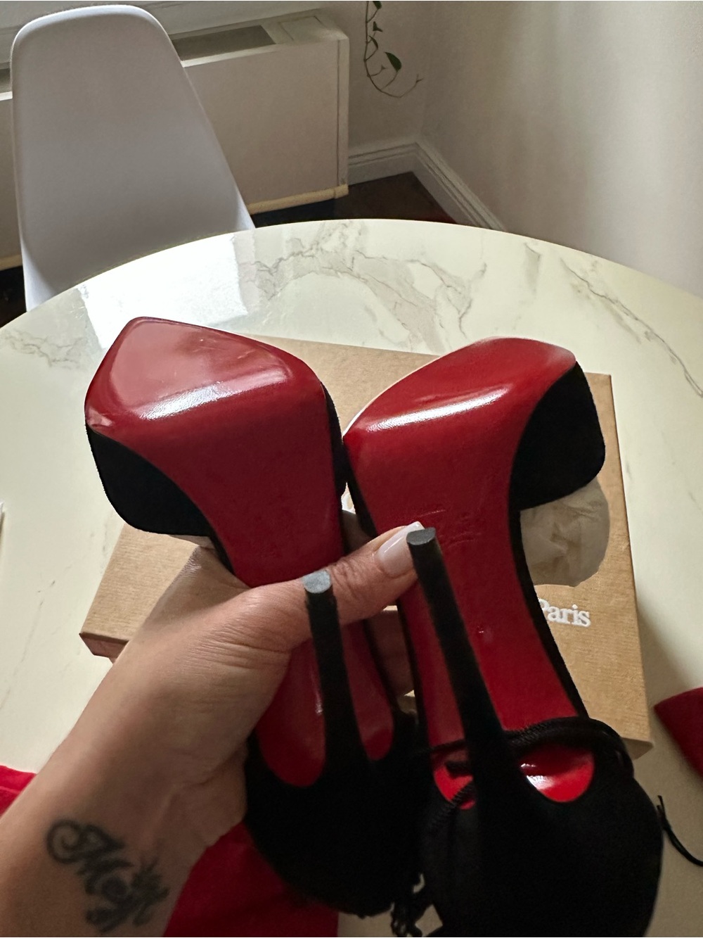 Christian Louboutin Black Suede Fringe Pointed Toe Stiletto Heels - Picture 9 of 12